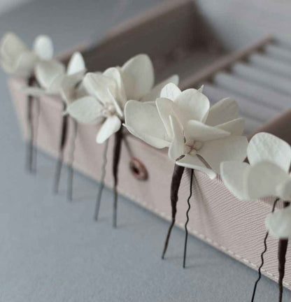 Ivory Hydrangea hair pins