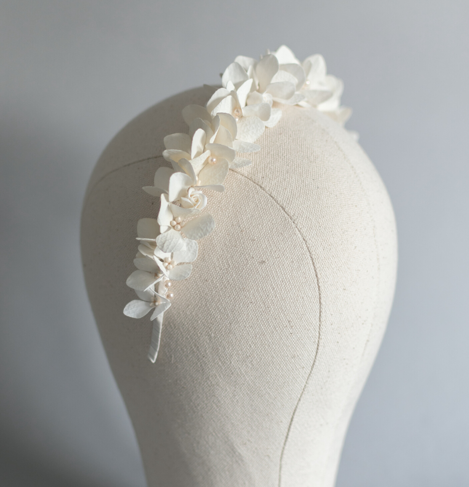 Ivory hydrangea headband (2 options)