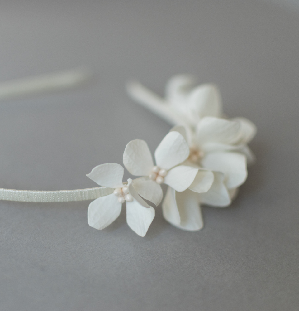 Ivory Hydrangea Half Floral Bridal Headband