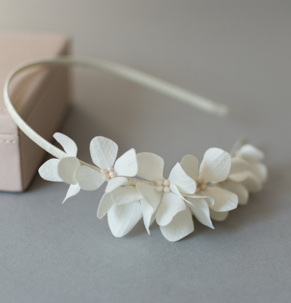 Ivory Hydrangea Half Floral Bridal Headband