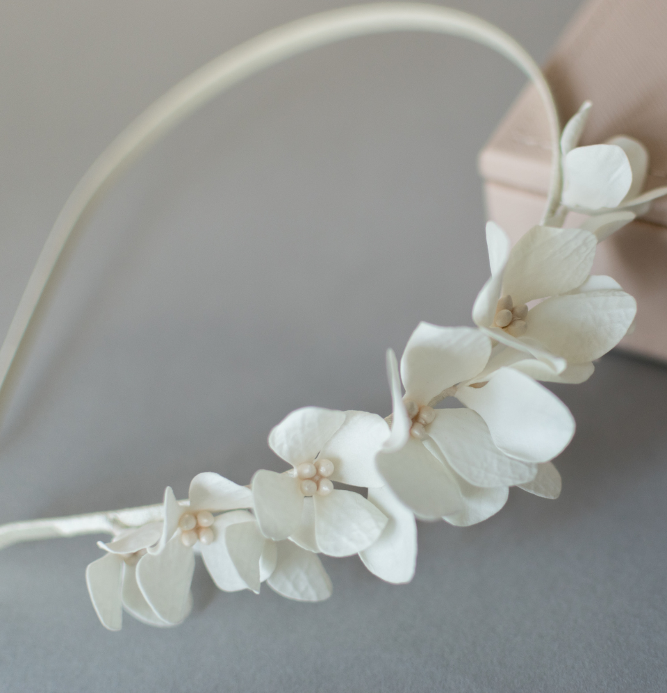 Ivory hydrangea headband
