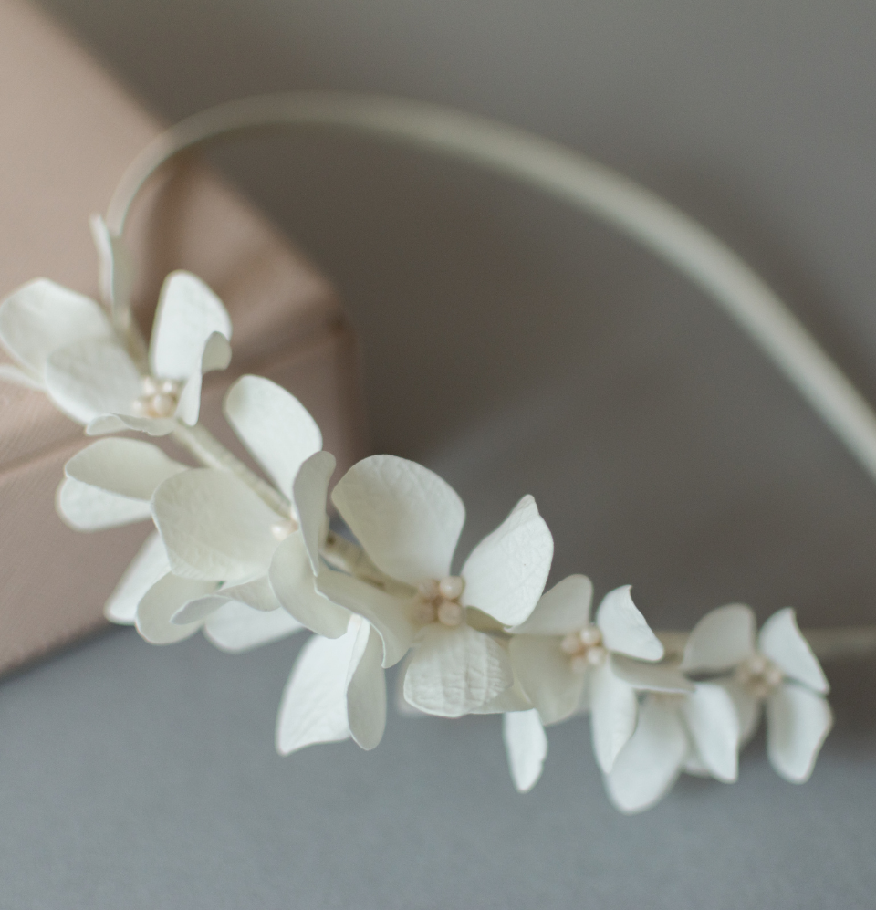 Ivory Hydrangea Half Floral Bridal Headband