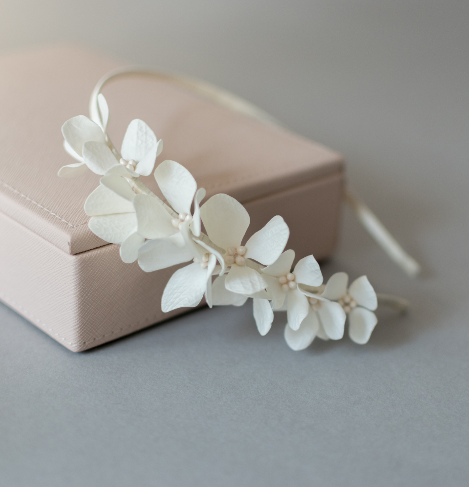 Ivory Hydrangea Half Floral Bridal Headband