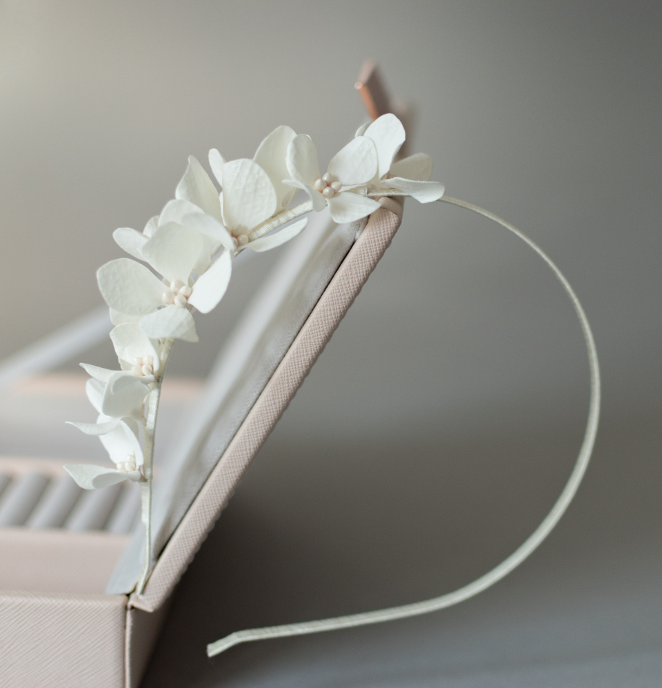Ivory hydrangea headband