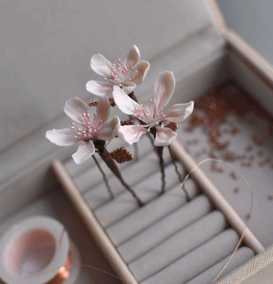 Cherry blossom hair pins set
