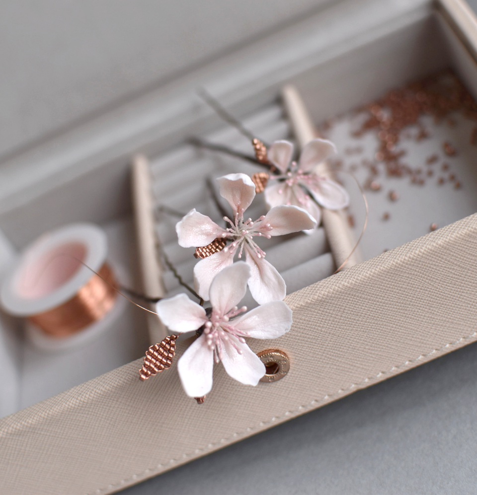 Cherry blossom hair pins set