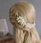 Floral hair comb with hydrangea and pearls. Large size 16 cm