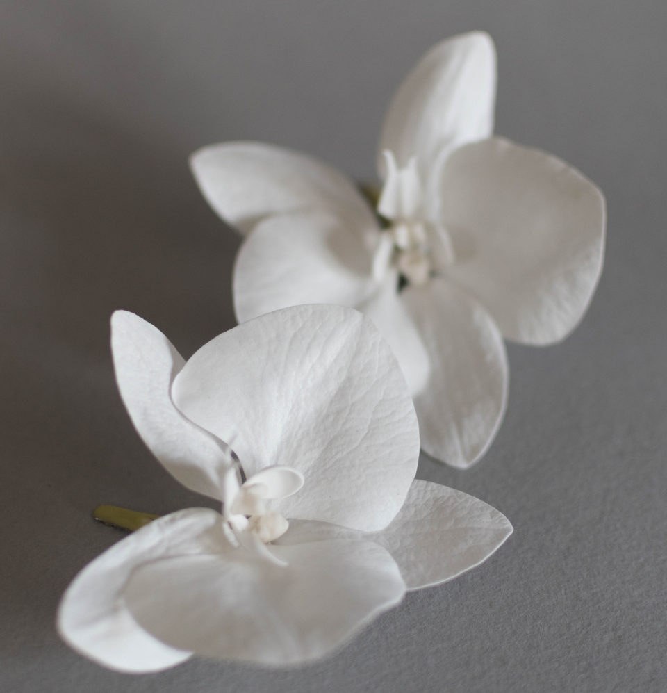 2 White Phalaenopsis Orchid for veil