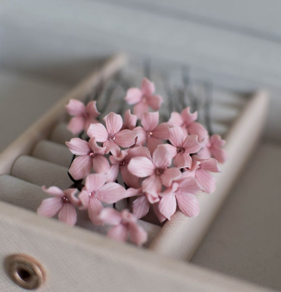 Wedding Bobby Pin Tiny Pink Flowers
