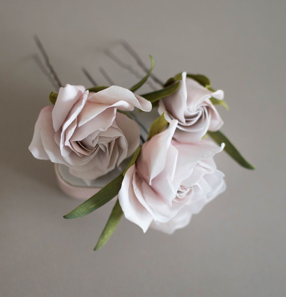 Blush pink Roses hair pin