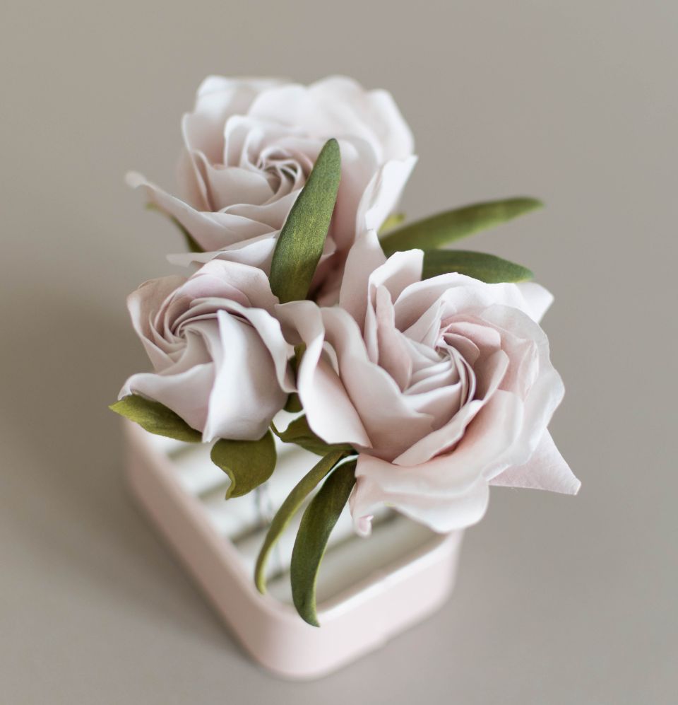 Blush pink Roses hair pin