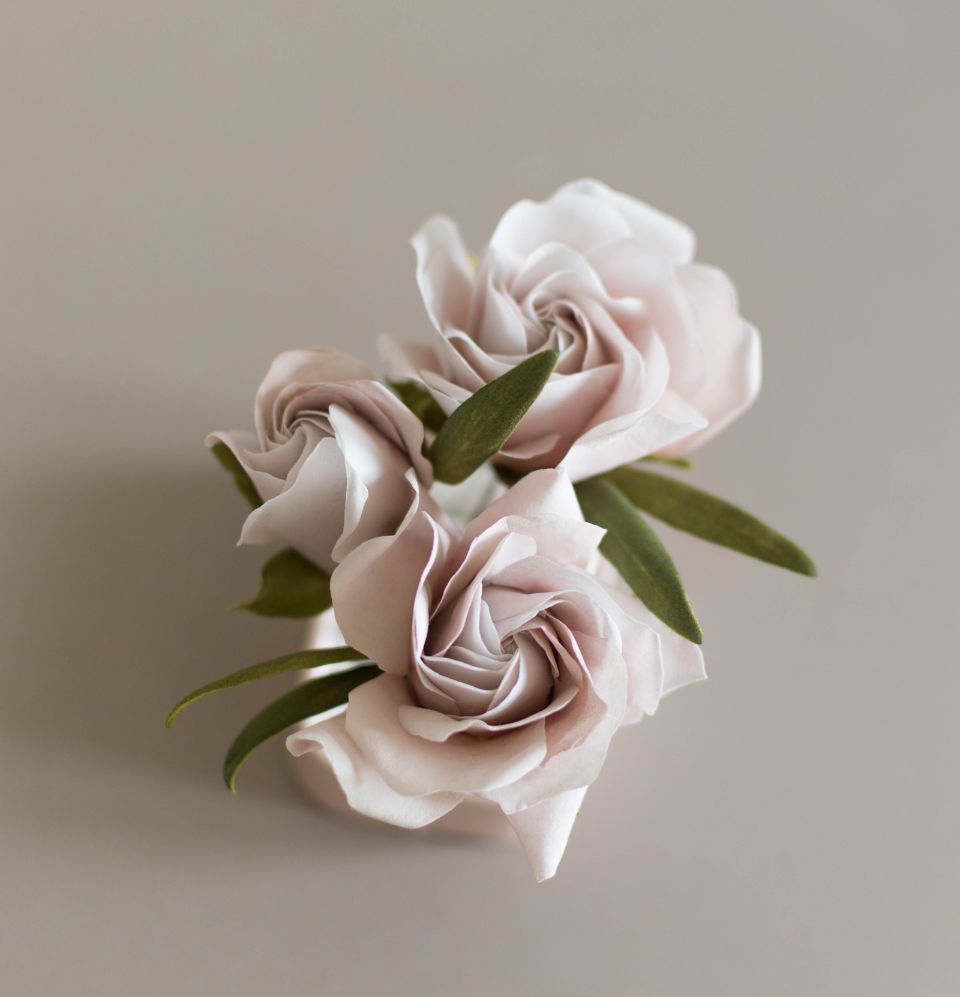 Blush pink Roses hair pin