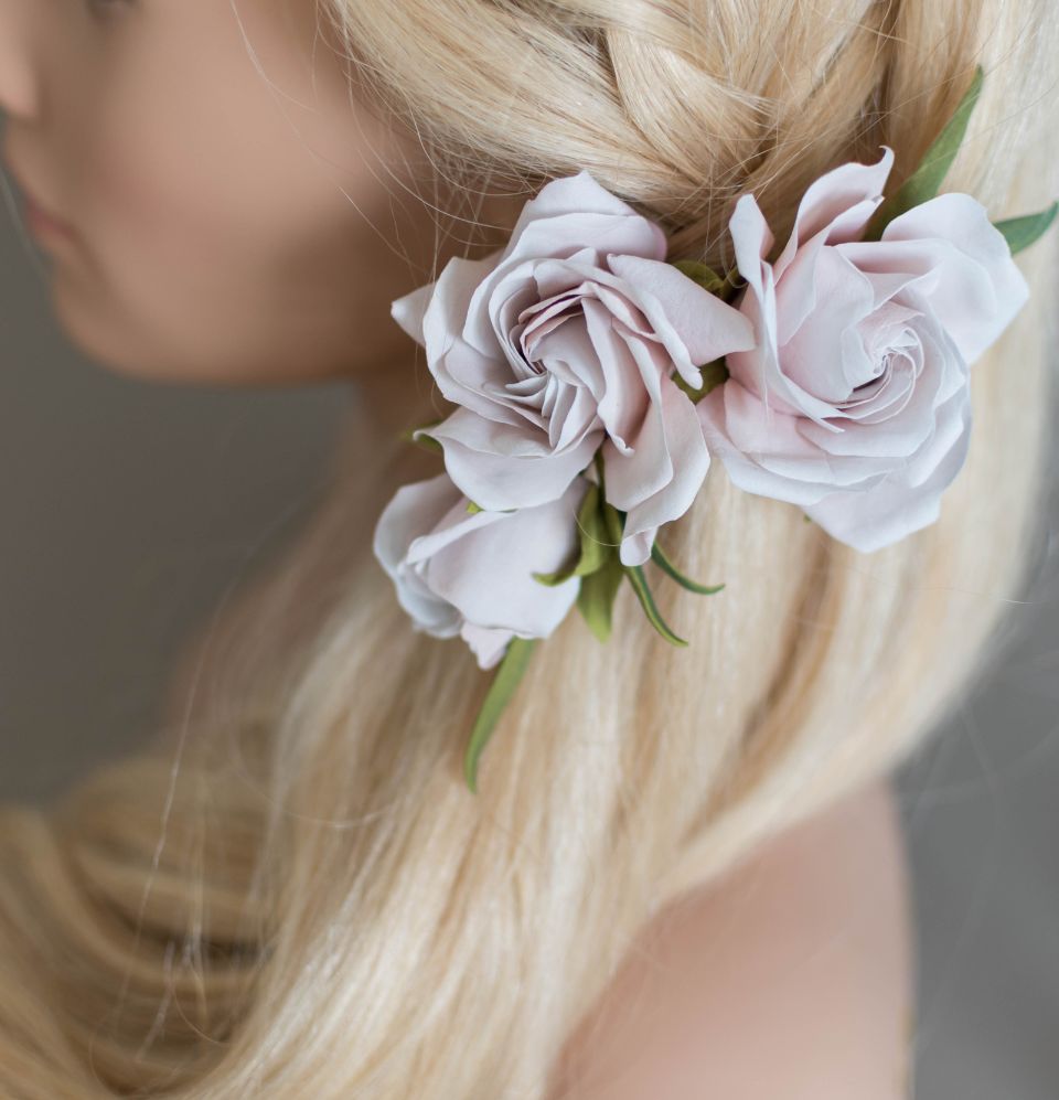 Blush pink Roses hair pin