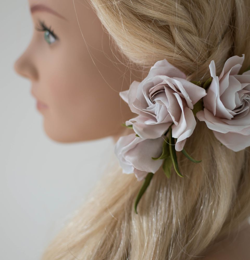 Blush pink Roses hair pin