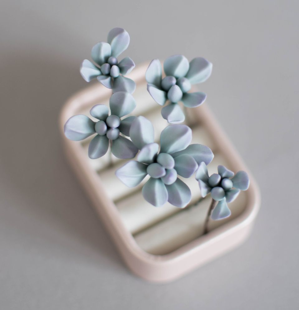 Mint succulents hair pins