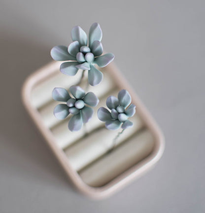 Mint succulents hair pins