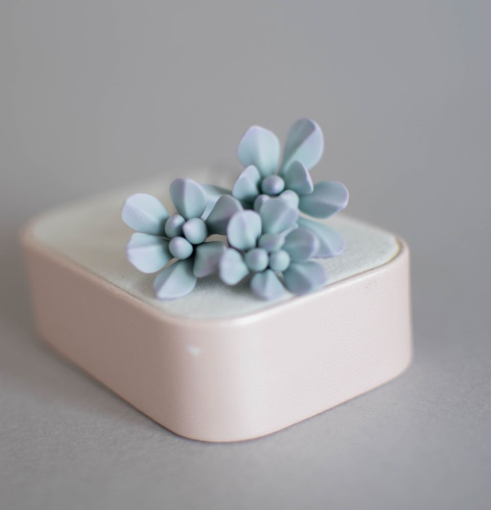 Mint succulents hair pins