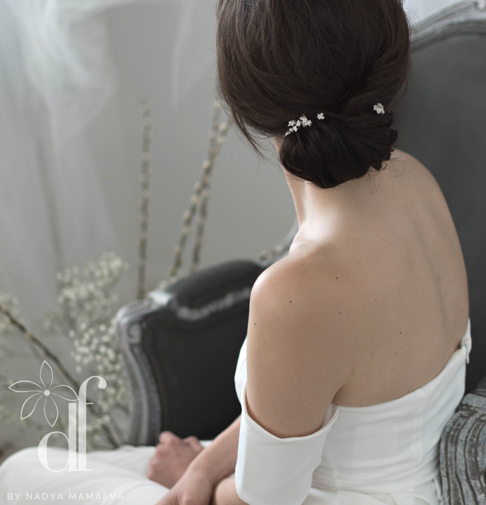 Tiny white Lavender flowers on pins