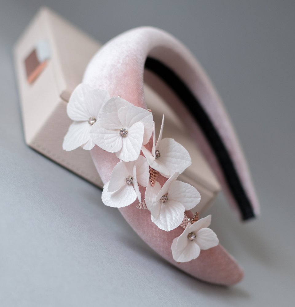 Wedding Padded Headband with Bespoke Flowers