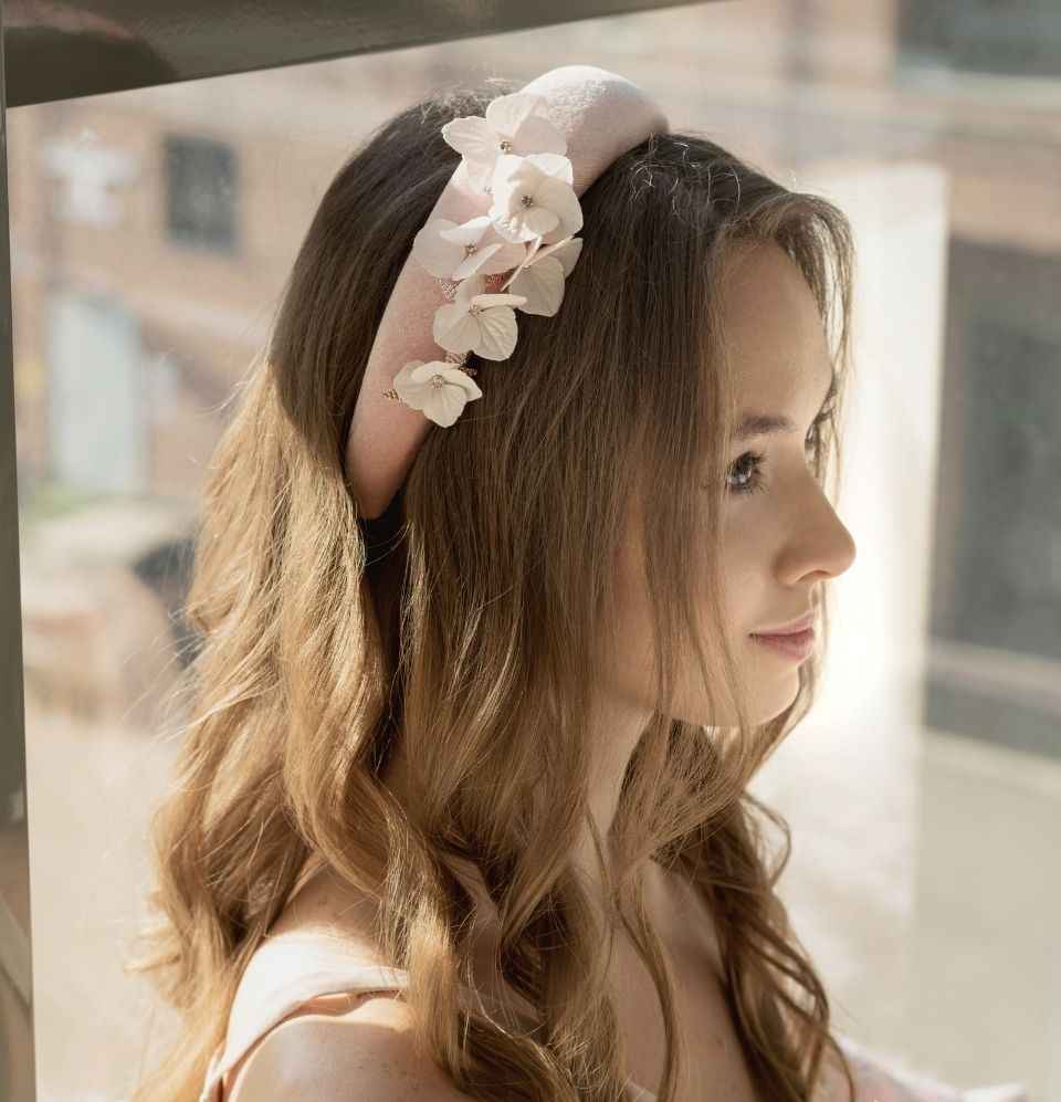 Wedding Padded Headband with Bespoke Flowers
