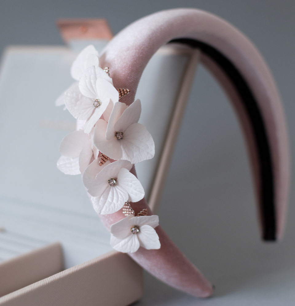 Wedding Padded Headband with Bespoke Flowers