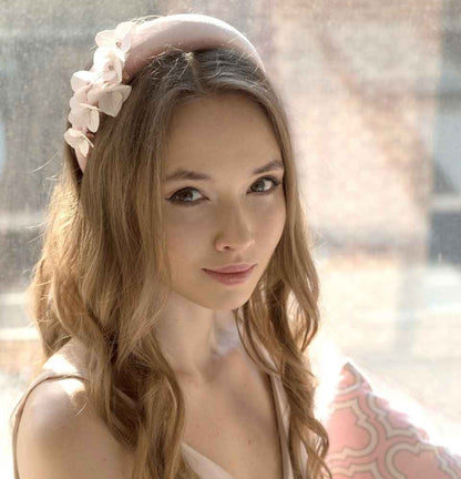 Wedding Padded Headband with Bespoke Flowers
