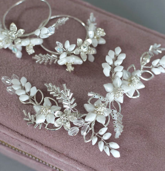 Sparkle flower bridal set for Hollywood waves